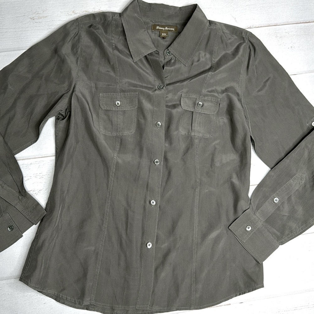 Tommy Bahama Gray Silk Button Down - Size Medium